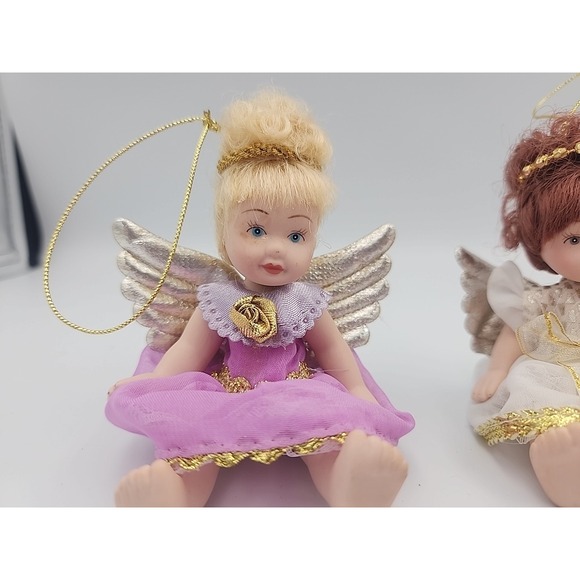 Vintage‎ Porcelain Doll Figure Angel Set Ornaments, 4 Ornaments - Picture 9 of 11